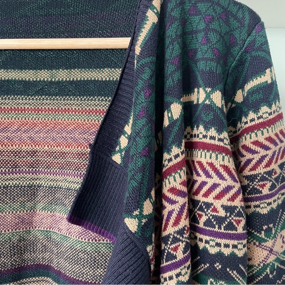 Vintage Geometric Pattern Open Front Cardigan - Picture 4 of 12